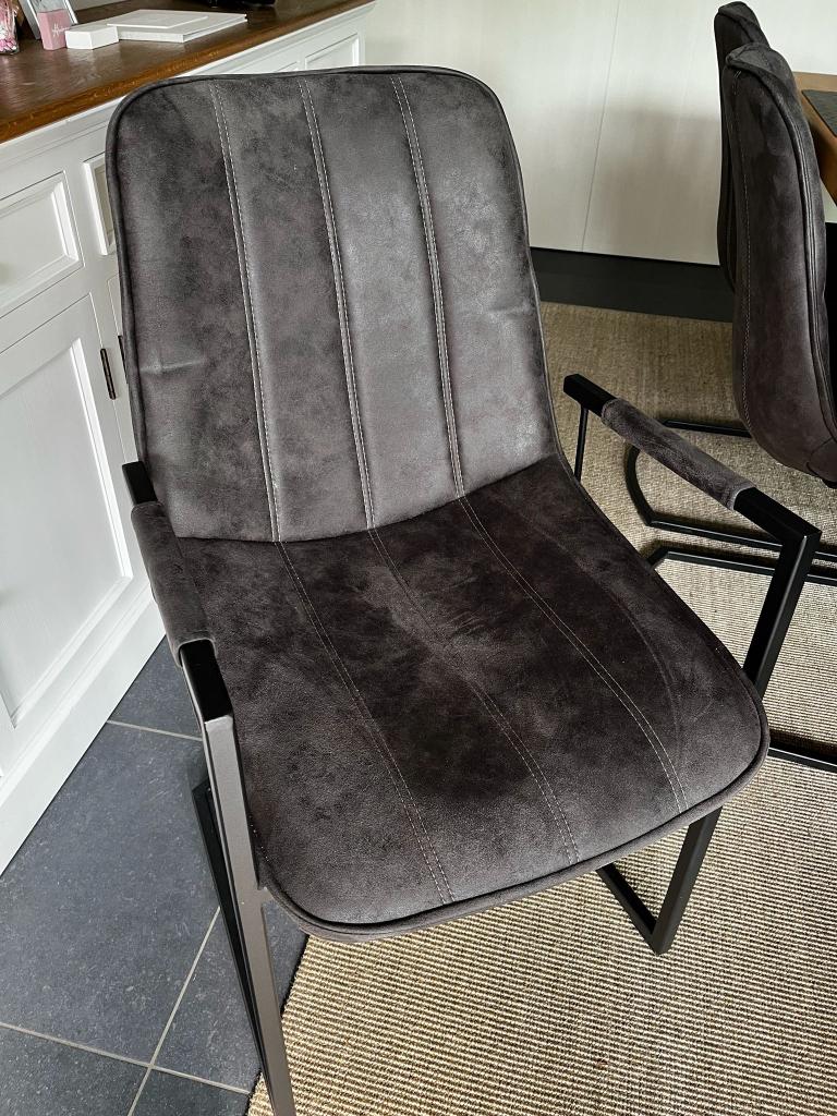 6 stuks eetplaatsstoelen, Huis en Inrichting, Ophalen, Gebruikt, Overige materialen, Grijs