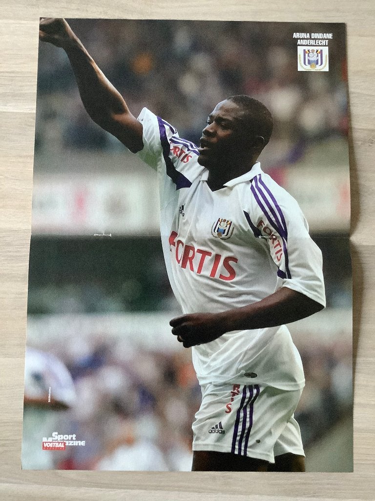 Poster Aruna Dindane bij RSC Anderlecht, Verzamelen, Ophalen of Verzenden, Zo goed als nieuw, Poster, Plaatje of Sticker