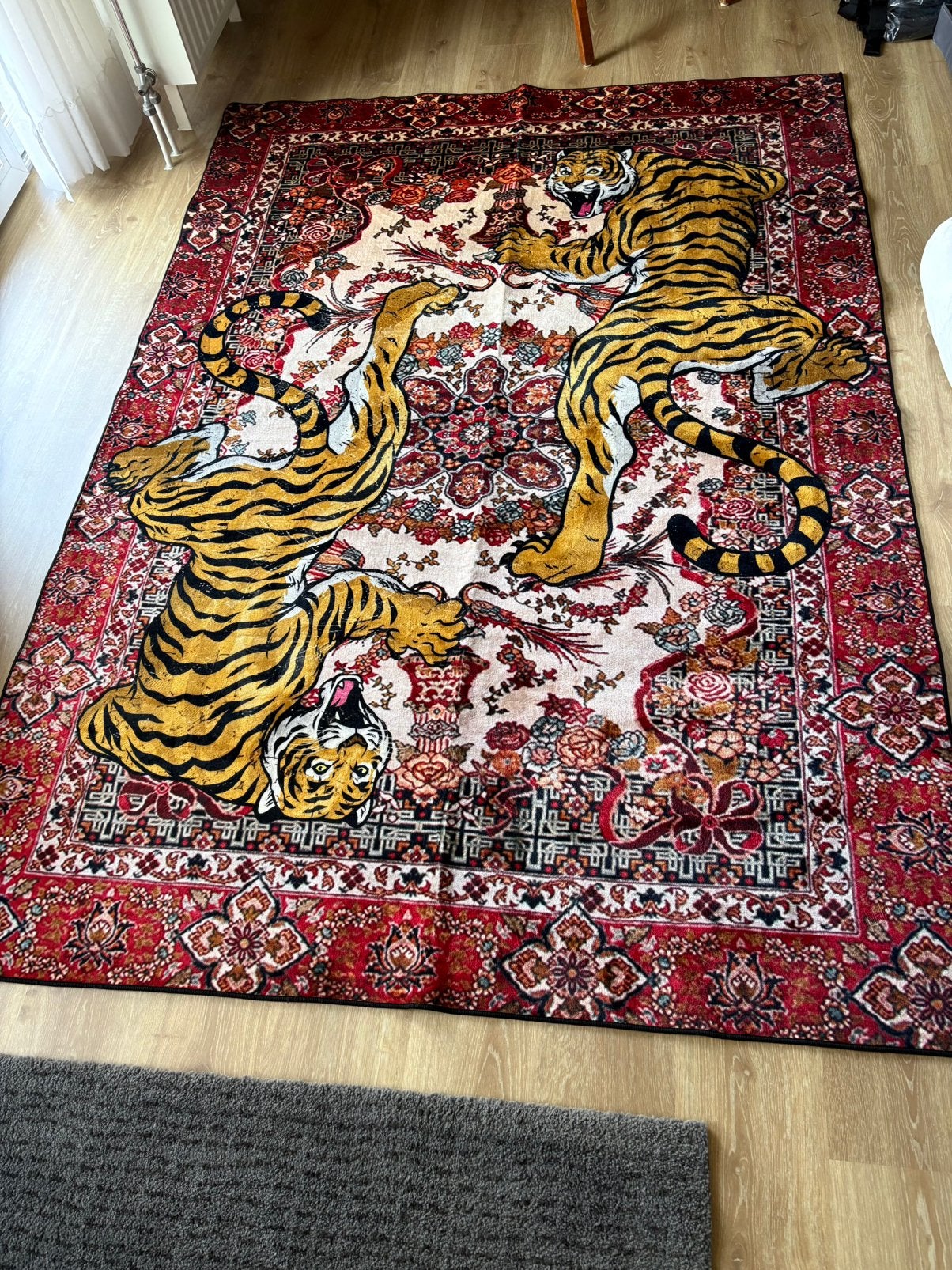 Tapis en forme de tigre du Bengale 160 x 230 cm, Maison & Meubles, Neuf, Oosterse retro print, 150 à 200 cm, Rouge
