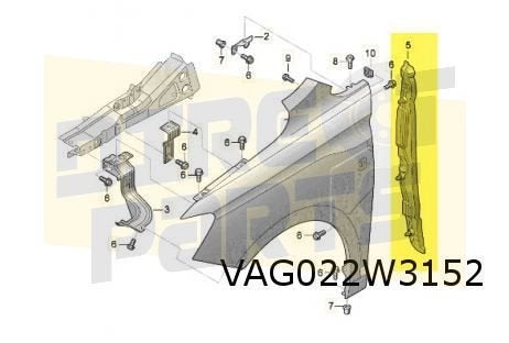 Volkswagen Caddy (1/21-) (2K) voorschermisolatie Rechts A-st, -, -, Nieuw, Spatbord