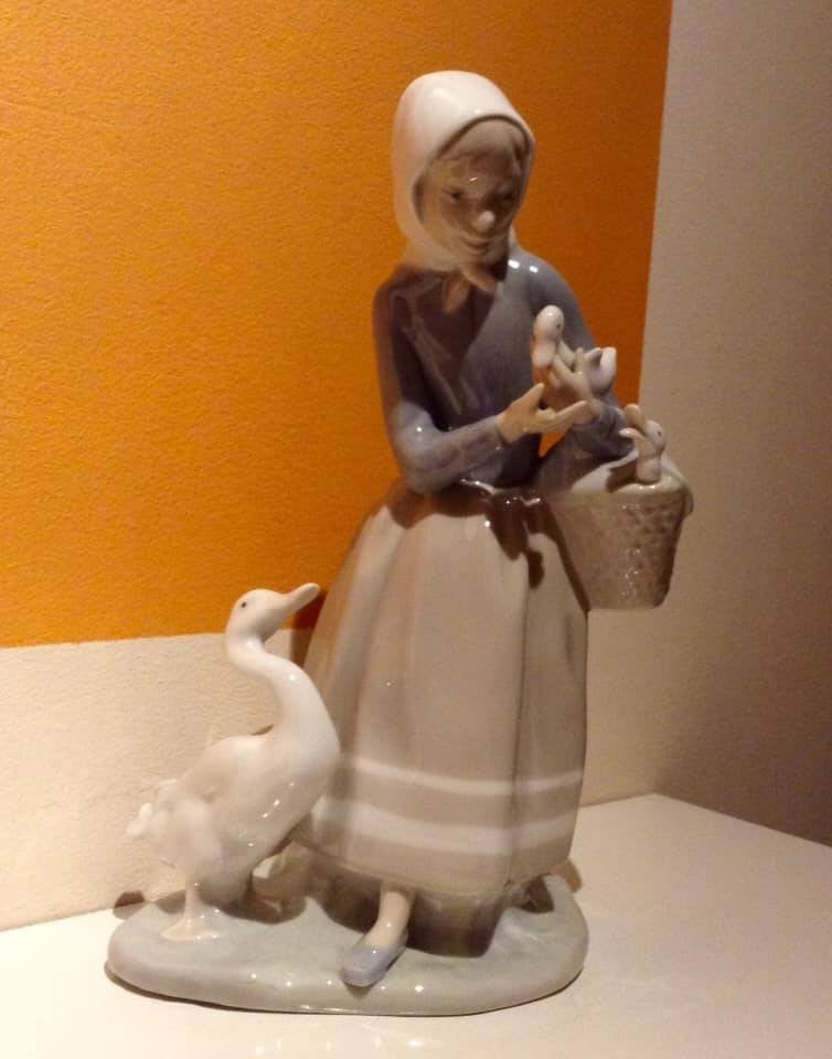 Vintage Lladró beeldje Herderin met eendjes 23cm, Ophalen of Verzenden