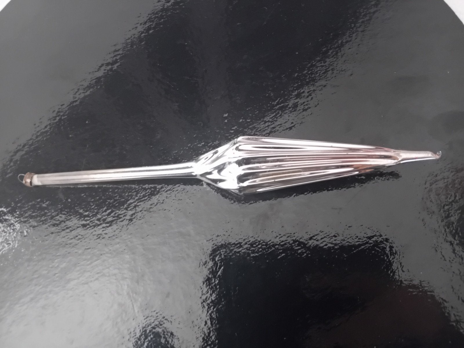Prachtige Antieke Glazen Kersthanger Zilveren Parasol 19,5 c, Ophalen of Verzenden