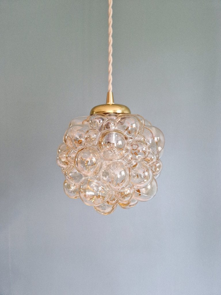 Amberkleurige glazen suspensie met bubbels (3), H. Tynell, Antiek en Kunst, Ophalen of Verzenden