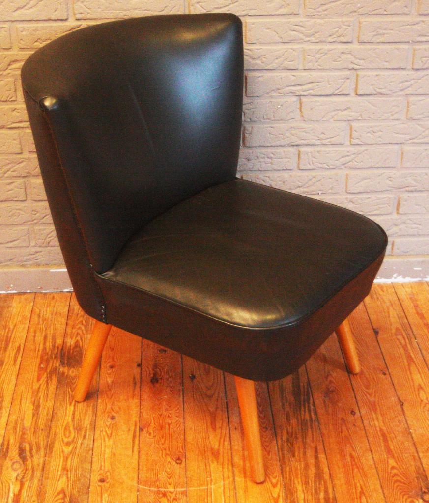 Zwarte Cocktailzetel Uit Jaren 60 / In Perfecte Staat, Huis en Inrichting, Ophalen, Eenpersoons, Zo goed als nieuw, Vintage / Jaren 60
