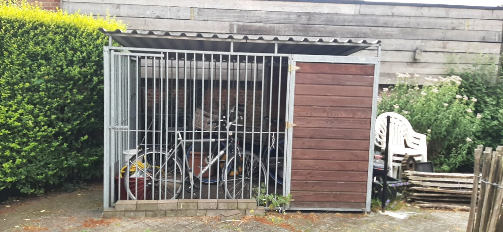 Hondenhok/ren metaal hout met dak, Dieren en Toebehoren, Hondenhokken, Ophalen, 110 cm of meer, 100 cm of meer, Hondenhok