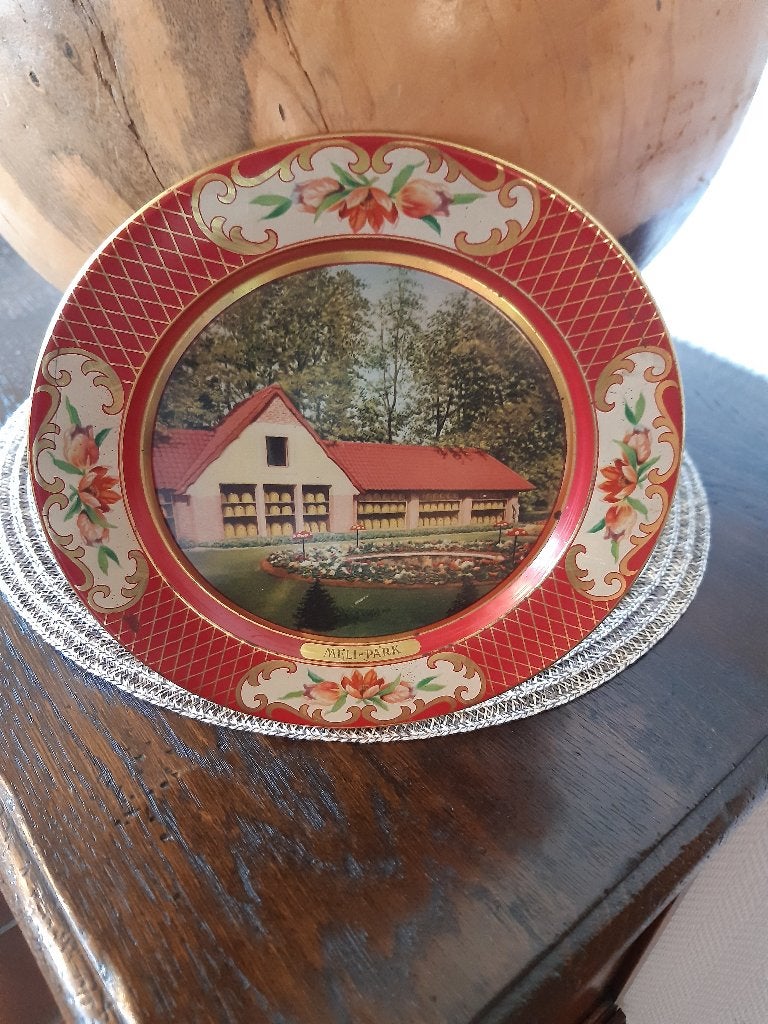 Meli Park metalen bordje diam. 20 cm, Verzamelen, Ophalen of Verzenden, Zo goed als nieuw, Reclamebord