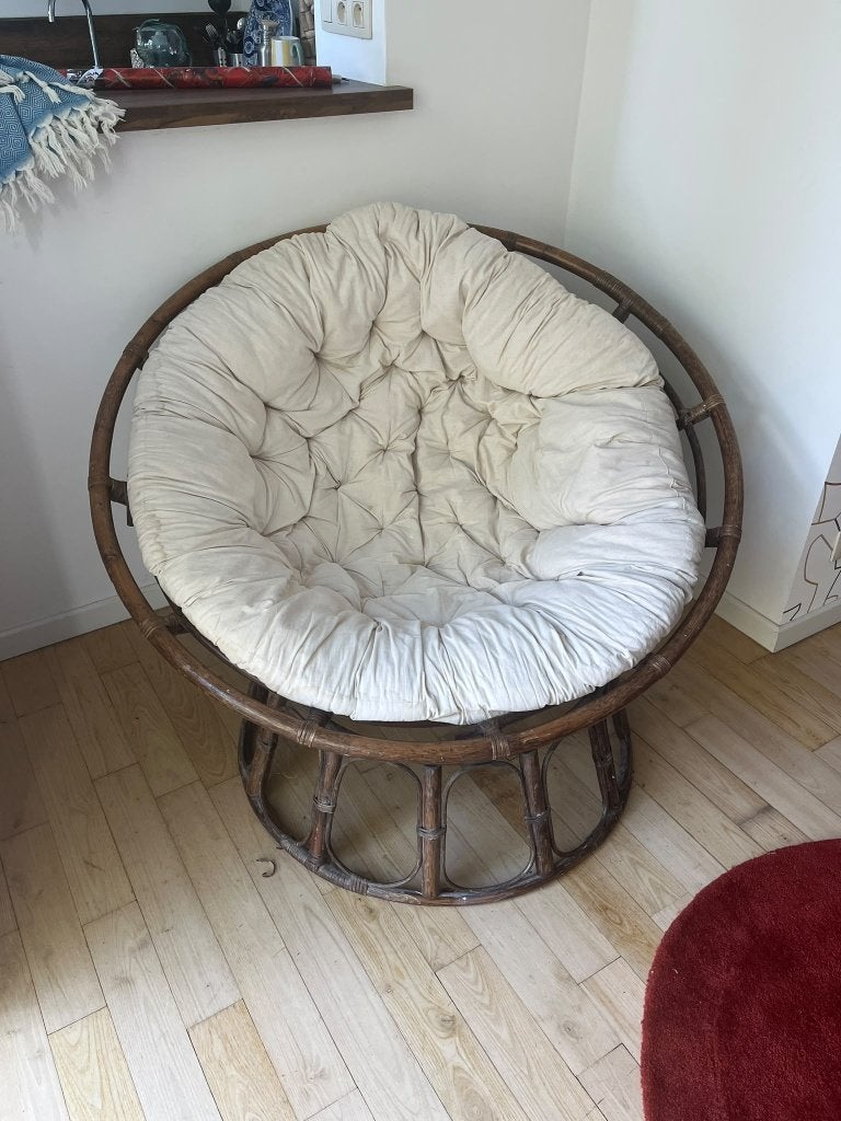 Fauteuil Papasan, Maison & Meubles, Enlèvement, Utilisé, Bois, 100 à 125 cm