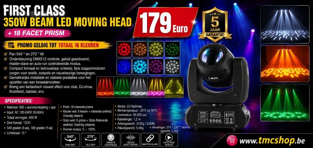 Nouvelle tête mobile LED à faisceau de 350 W + 18 facettes, Musique & Instruments, Enlèvement ou Envoi, Neuf, Lumières, Commande sonore