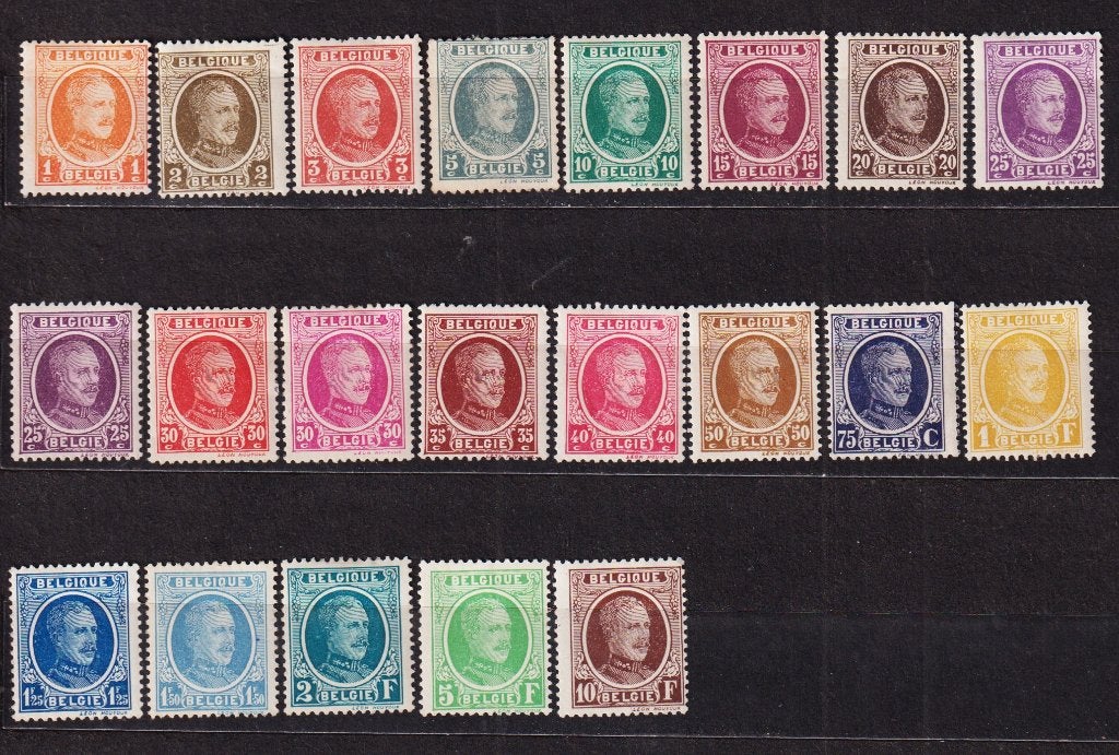 Belgique 1922 COB 190-210 Albert I Type Houyoux complet, Trace d'autocollant, Non oblitéré, Maison royale, Envoi