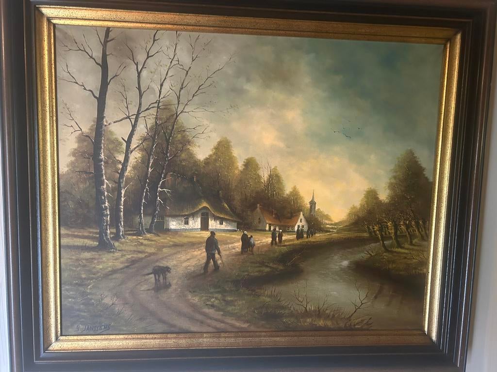 schulderij landschap G Janssens Kempische hoeve, Antiek en Kunst, Ophalen