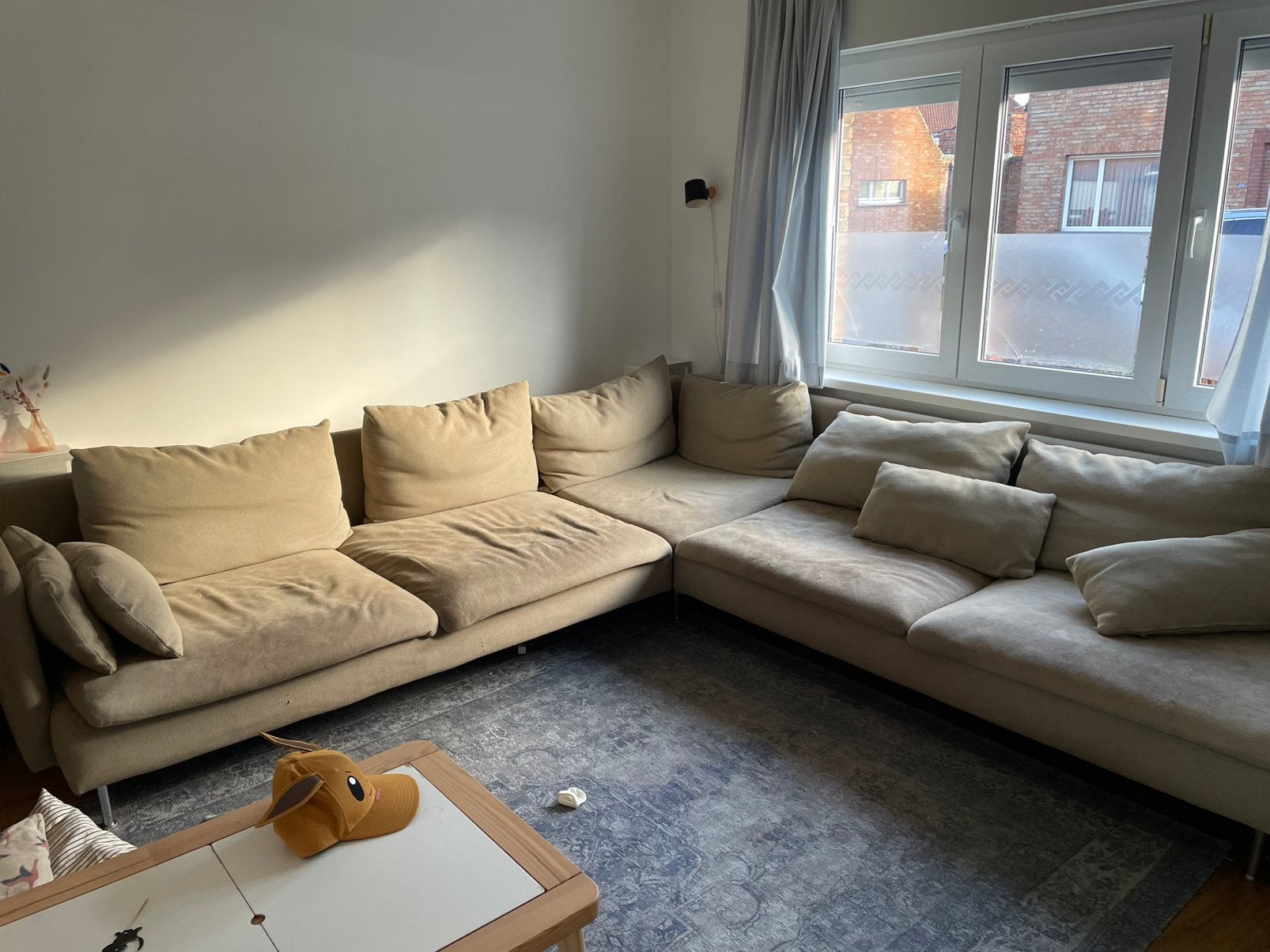 Ikea Söderhamn hoekbank 6-zits (replosa beige), Huis en Inrichting, Ophalen, Gebruikt, Stof