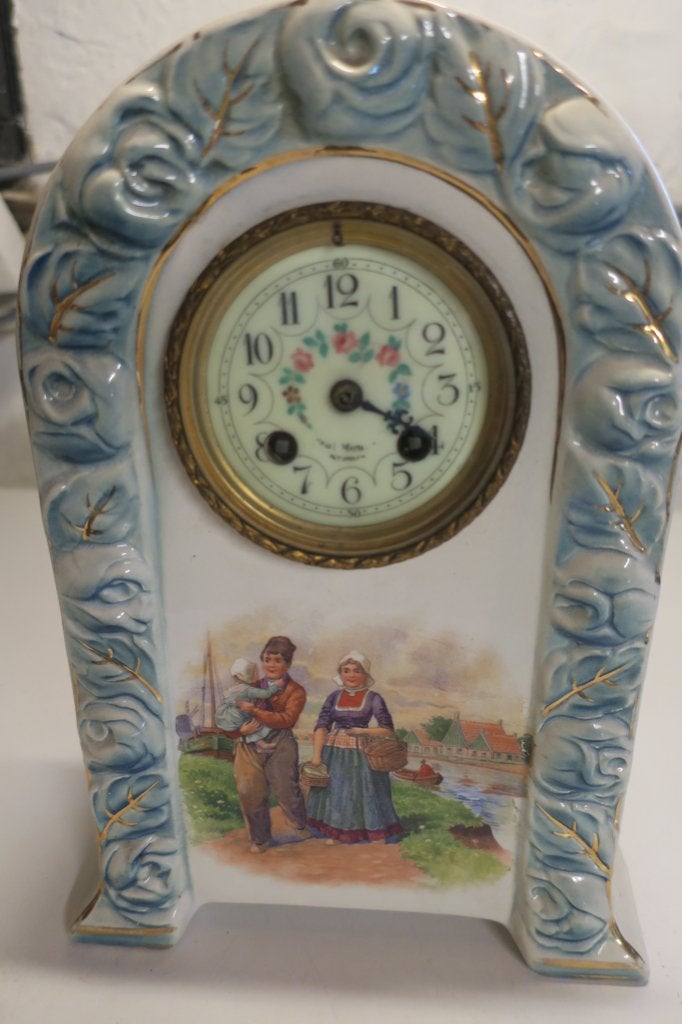 horloge ancienne en faïence et cuivre, Enlèvement, Cuivre