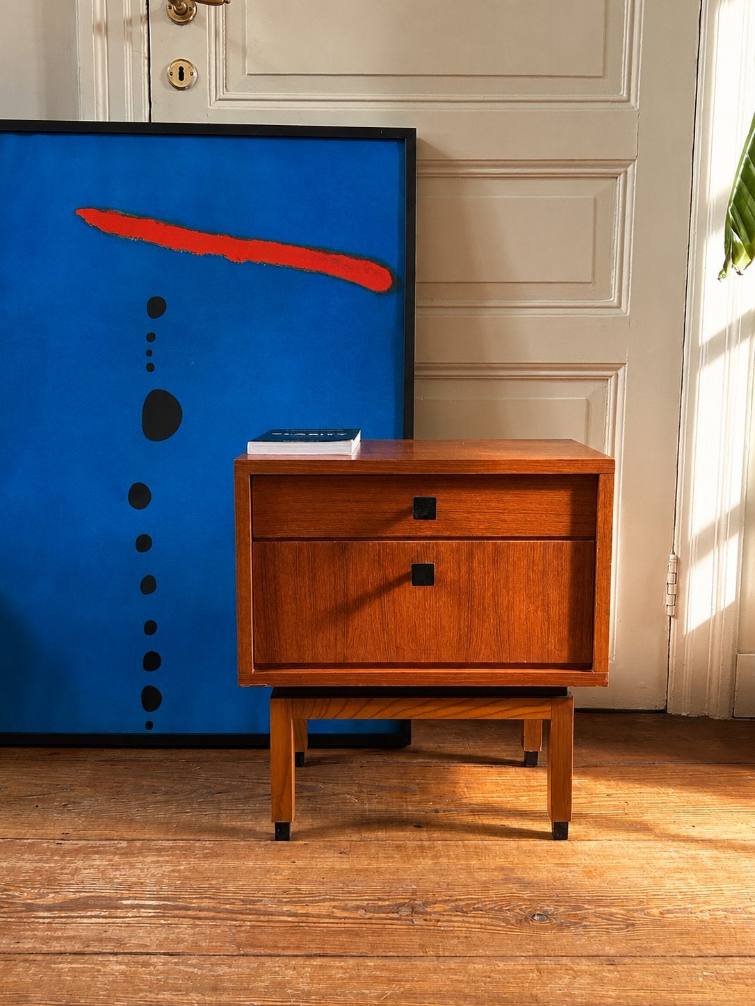 Vintage MDK teak nachtkastje / bedside table / kastje, Huis en Inrichting, Slaapkamer | Nachtkastjes, Zo goed als nieuw, Minder dan 55 cm