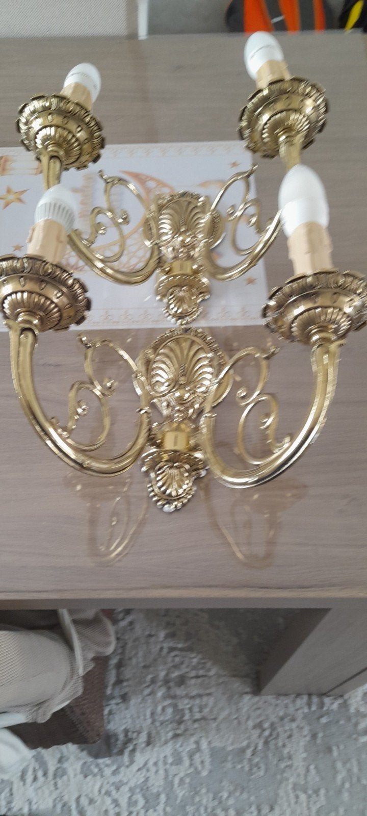 2 prachtige antieke koperen grote wandverlichting, Enlèvement