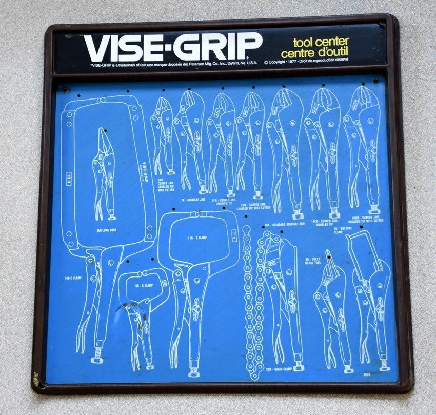 Tableau à outils Vise-Grip original et présentoir d'atelier, Collections, Enlèvement ou Envoi, Utilisé, Panneau publicitaire