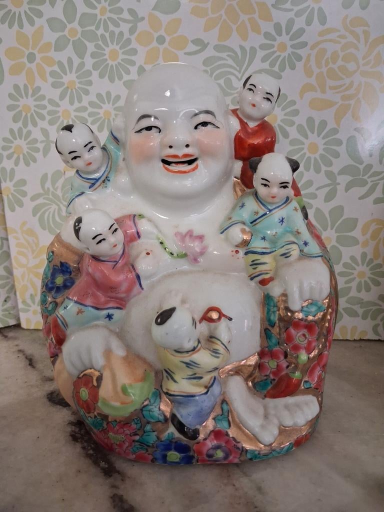 Lachende boeddha met kinderen, Antiek en Kunst, Ophalen of Verzenden