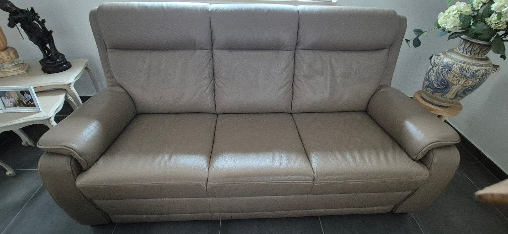 Lederen 3 persoons zetel, Huis en Inrichting, Ophalen, Gebruikt, 150 tot 200 cm, Driepersoons