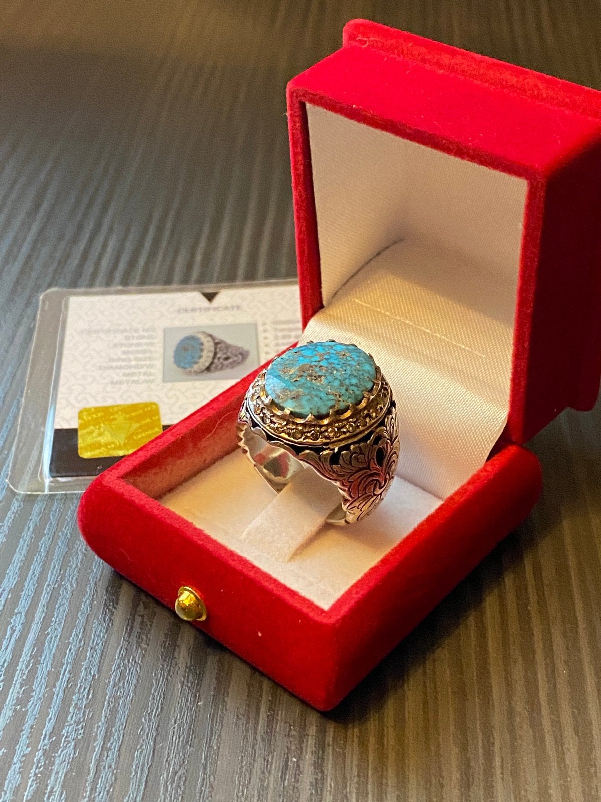 Chevalière persane en Argent, Turquoise Naturelle & Diamants, Bijoux, Sacs & Beauté, Bagues, Neuf, Femme ou Homme, Enlèvement