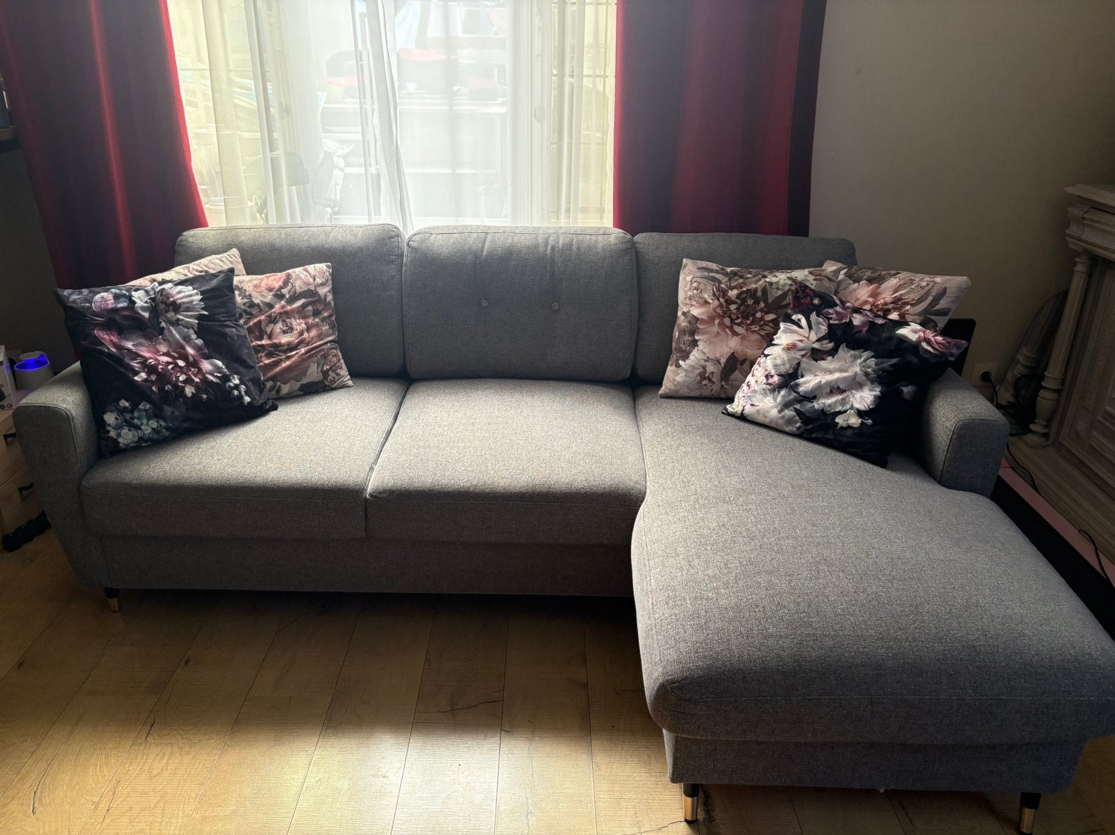 Grijze zetel te koop, Huis en Inrichting, Ophalen, Zo goed als nieuw