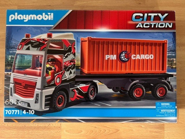 PLAYMOBIL 70771 Vrachtwagen met container, Kinderen en Baby's, Speelgoed | Playmobil, Ophalen, Zo goed als nieuw, Complete set