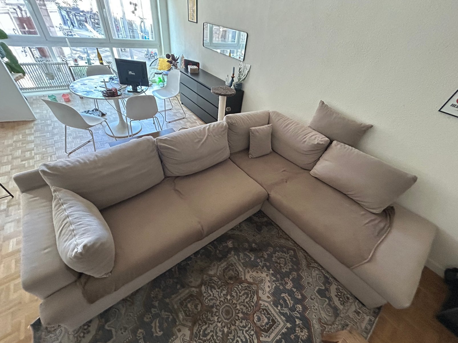 Grote L-zetel te koop!!, Huis en Inrichting, Ophalen, Gebruikt, Stof