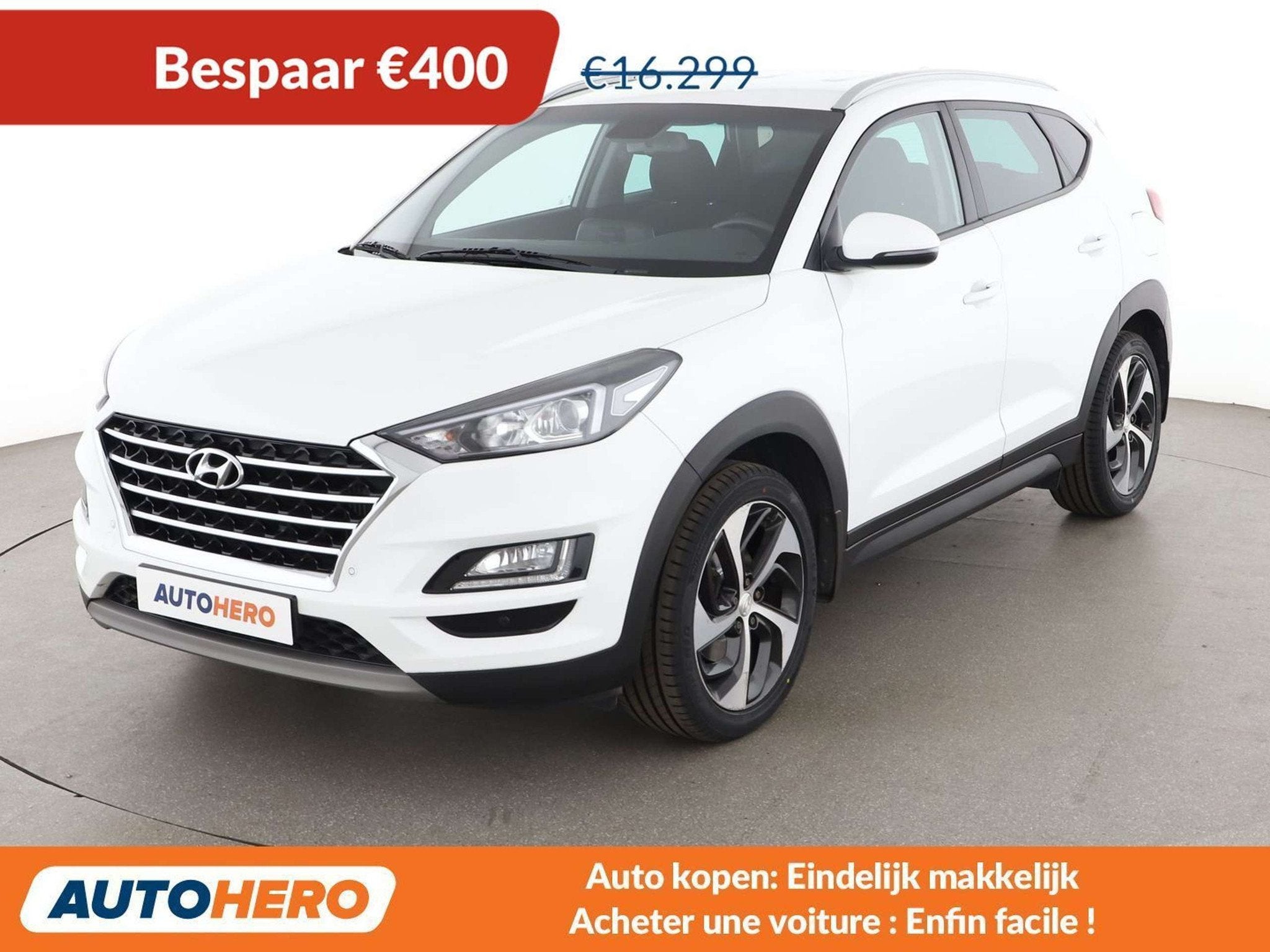 Hyundai Tucson 1.6 TGDI Advantage 2WD (bj 2019, automaat), Auto's, Stof, Gebruikt, Wit, 178 g/km