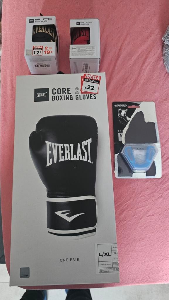 Kit de boxe — gants Everlast + bandages + embout buccal, Enlèvement, Gants de boxe