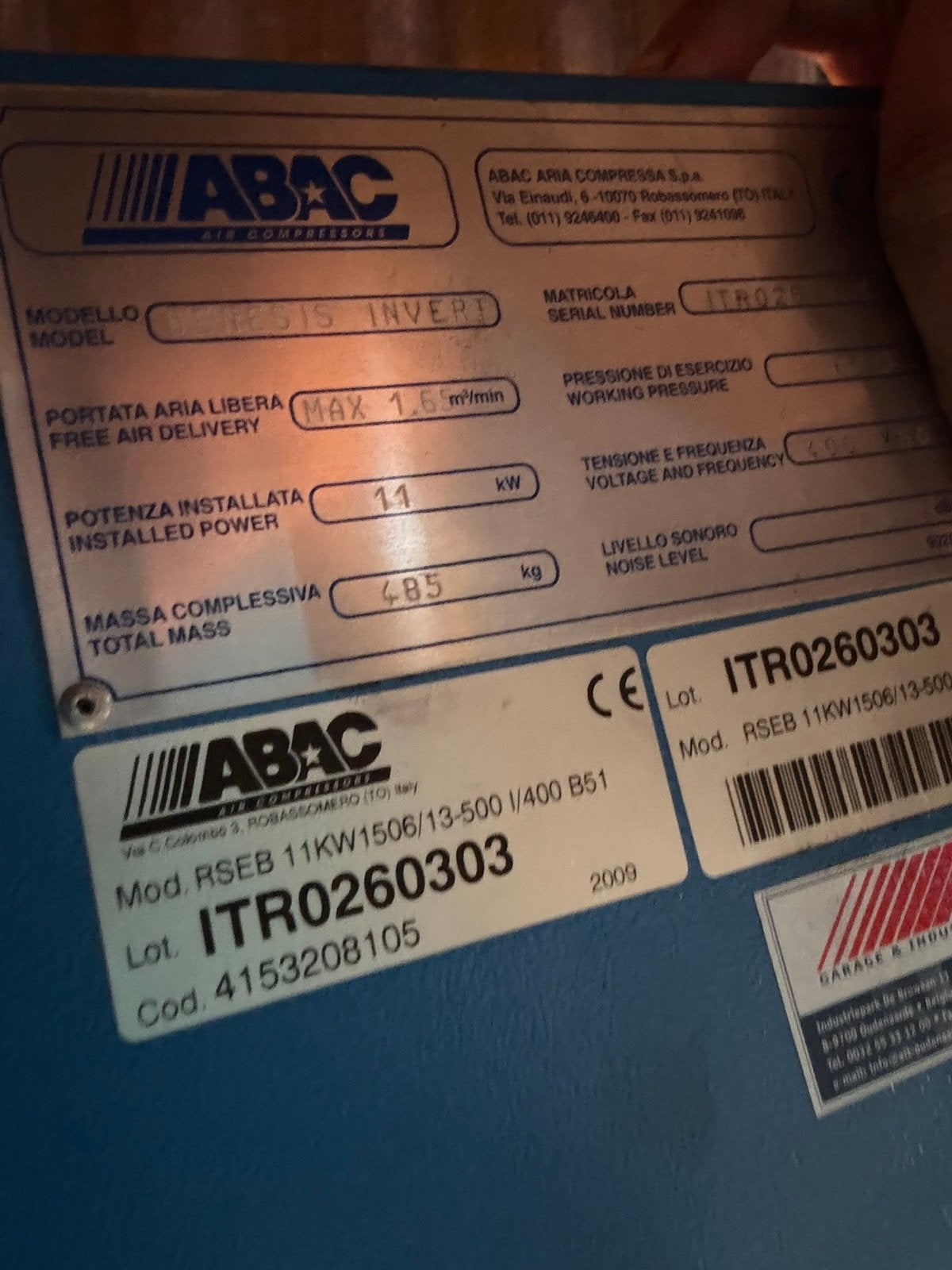 ABAC Genesis 11 kW Inverter – 500L – €3.700, Zonder vriesvak, 200 liter of meer, Verzenden, 60 cm of meer