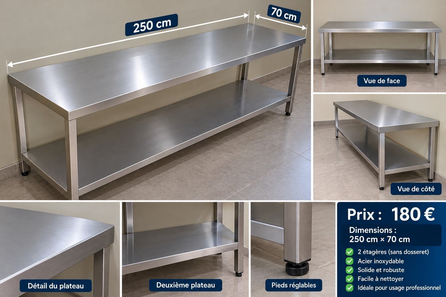 table de inox, Articles professionnels, Enlèvement ou Envoi, Boulangerie et Boucherie