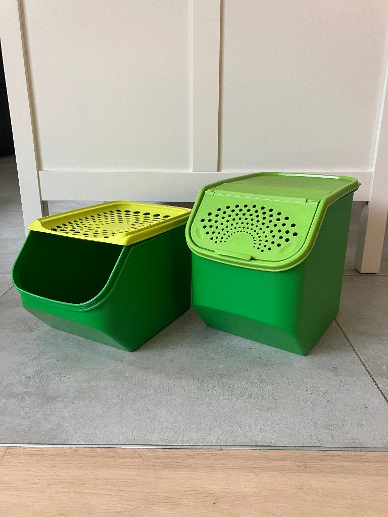 Ensemble Tupperware pour oignons et pommes de terre, Comme neuf, Avec couvercle, Récipient ou Bol, Vert