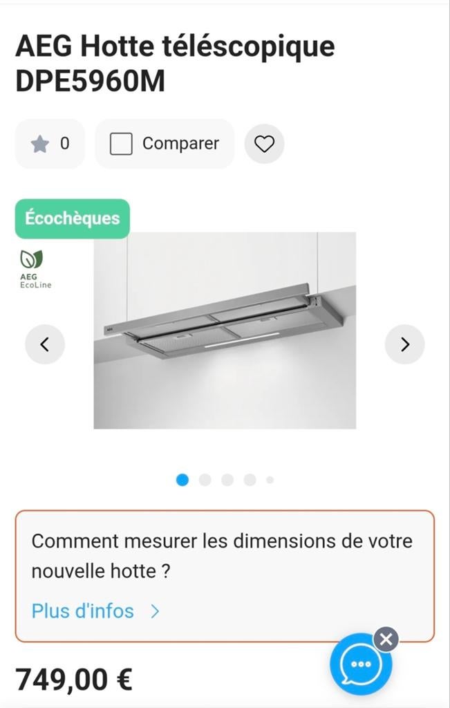 Hotte télescopique Aeg 90cm NEUVE, Electroménager, Hottes, Neuf, 600 à 800 m³/h, Recyclage, Encastré