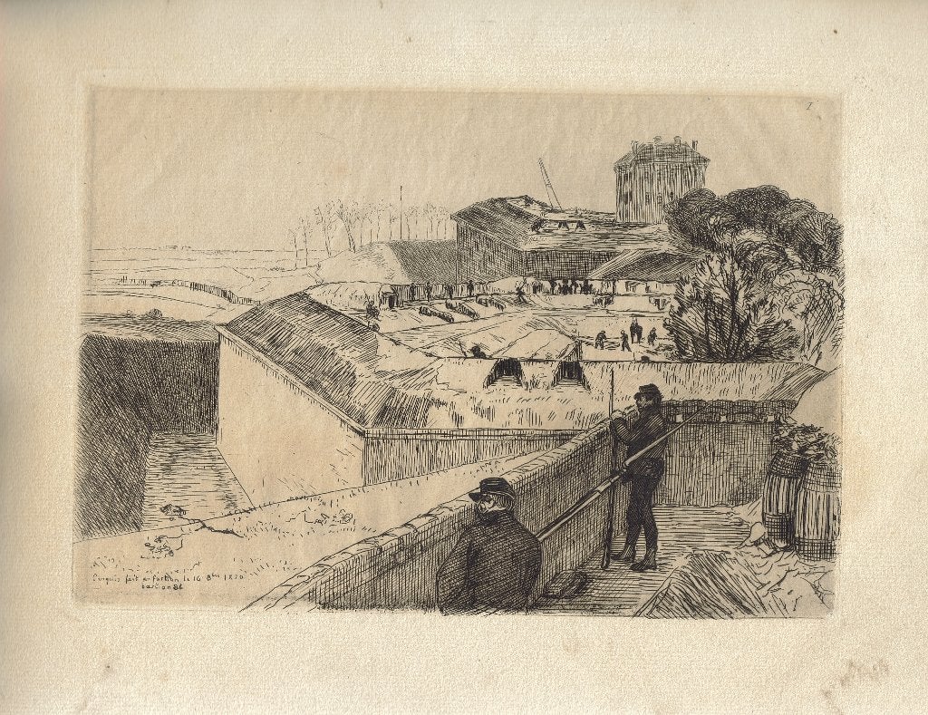Onbekende Franse Maker ets "Croquis de Bastion 84", 1870, Eau-forte, 1800 - 1899, Vue urbaine, Enlèvement