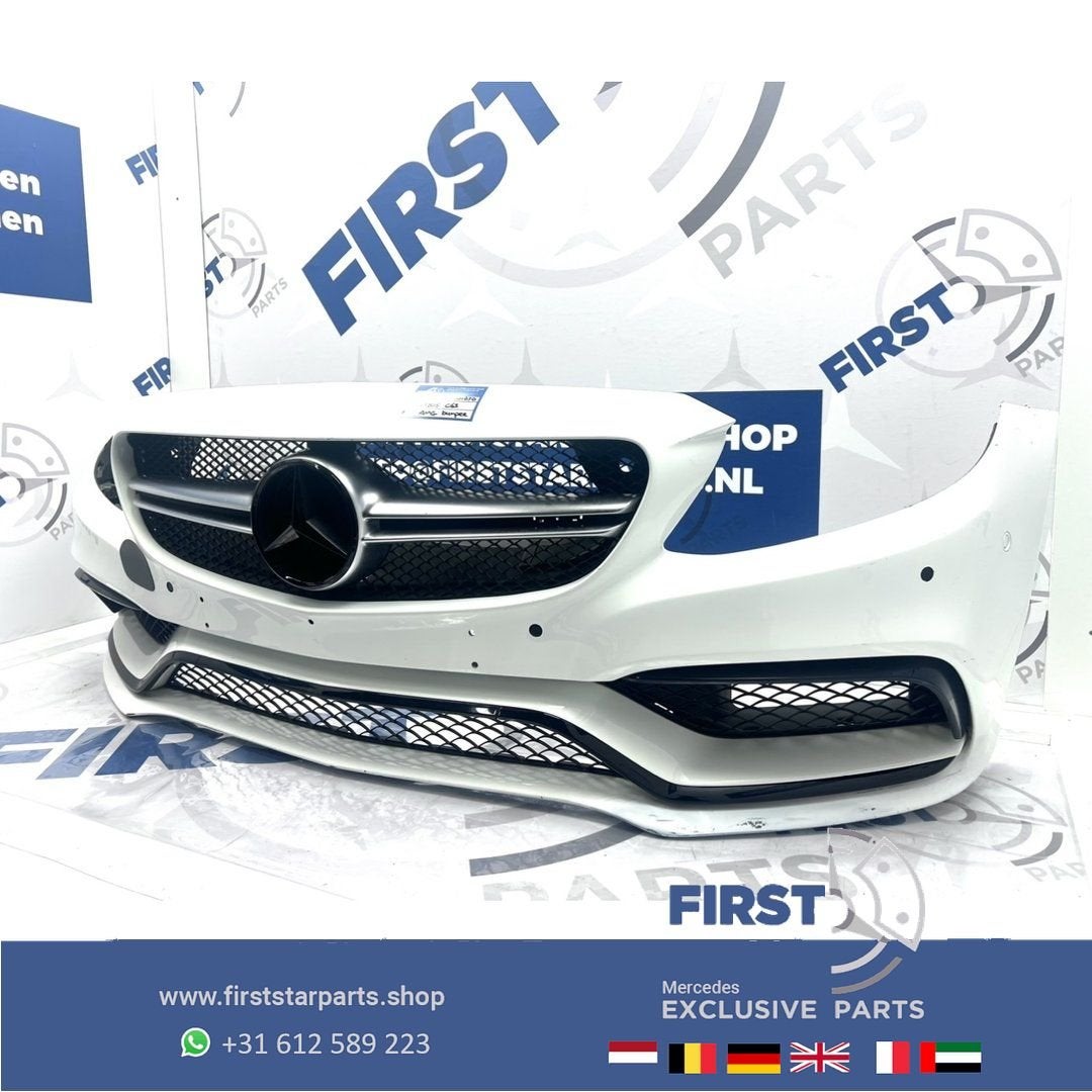 W205 C63 S AMG Voorbumper wit Mercedes c klasse 2018 bumper, Utilisé, -, Avant, -