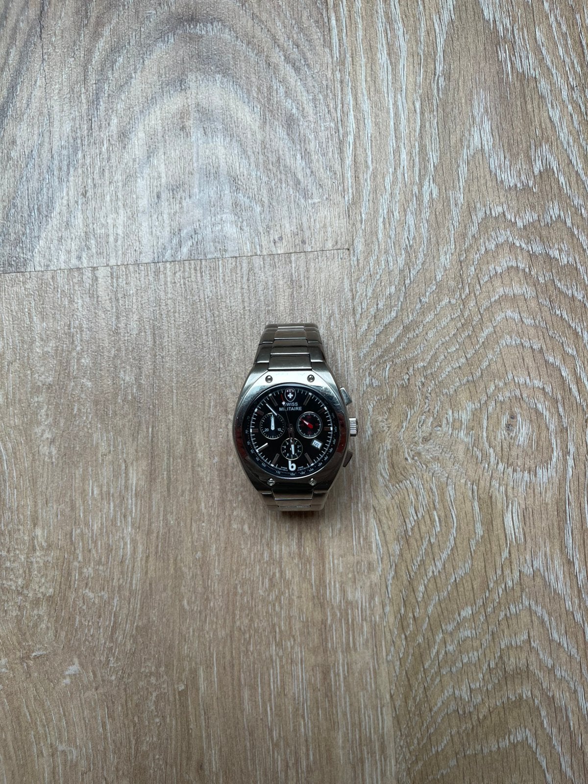 Swiss Militaire Swiss Made Chronograph 10 ATM stalen horloge, Bijoux, Sacs & Beauté, Enlèvement, Utilisé, Autres marques