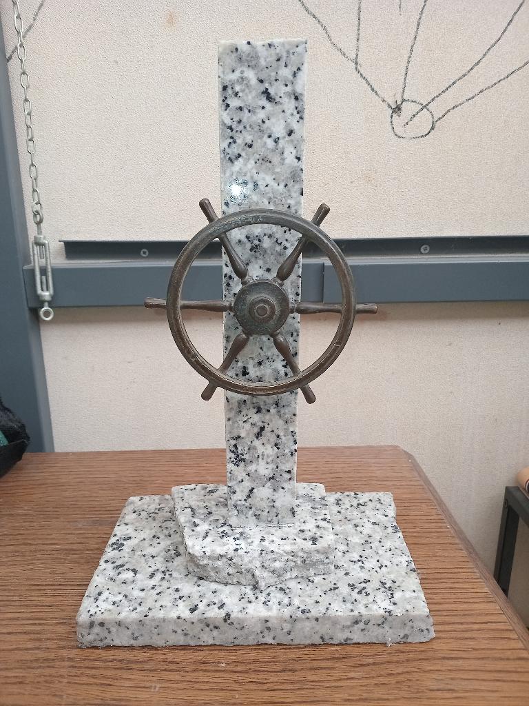 Bronzen roer met granieten onderstel, Antiek en Kunst, Ophalen of Verzenden, Brons