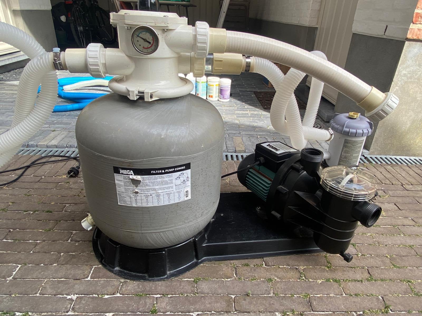 Zwembadpomp met zandfilter, extra toebehoren en producten, Tuin en Terras, Zwembad-toebehoren, Ophalen, Zo goed als nieuw, Zwembadpomp