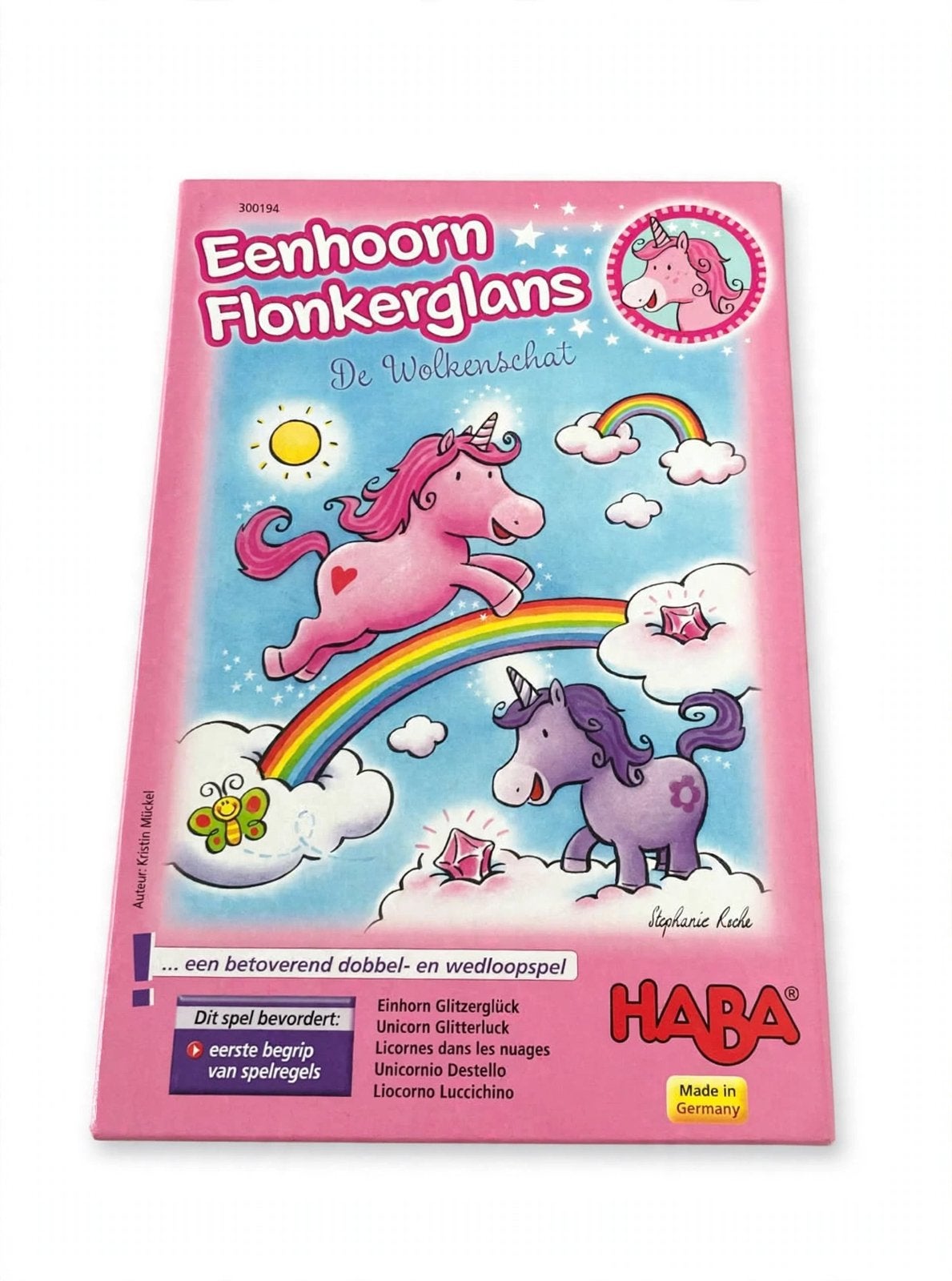 Haba eenhoorn flonkerglans spel, Hobby en Vrije tijd, Ophalen, Zo goed als nieuw
