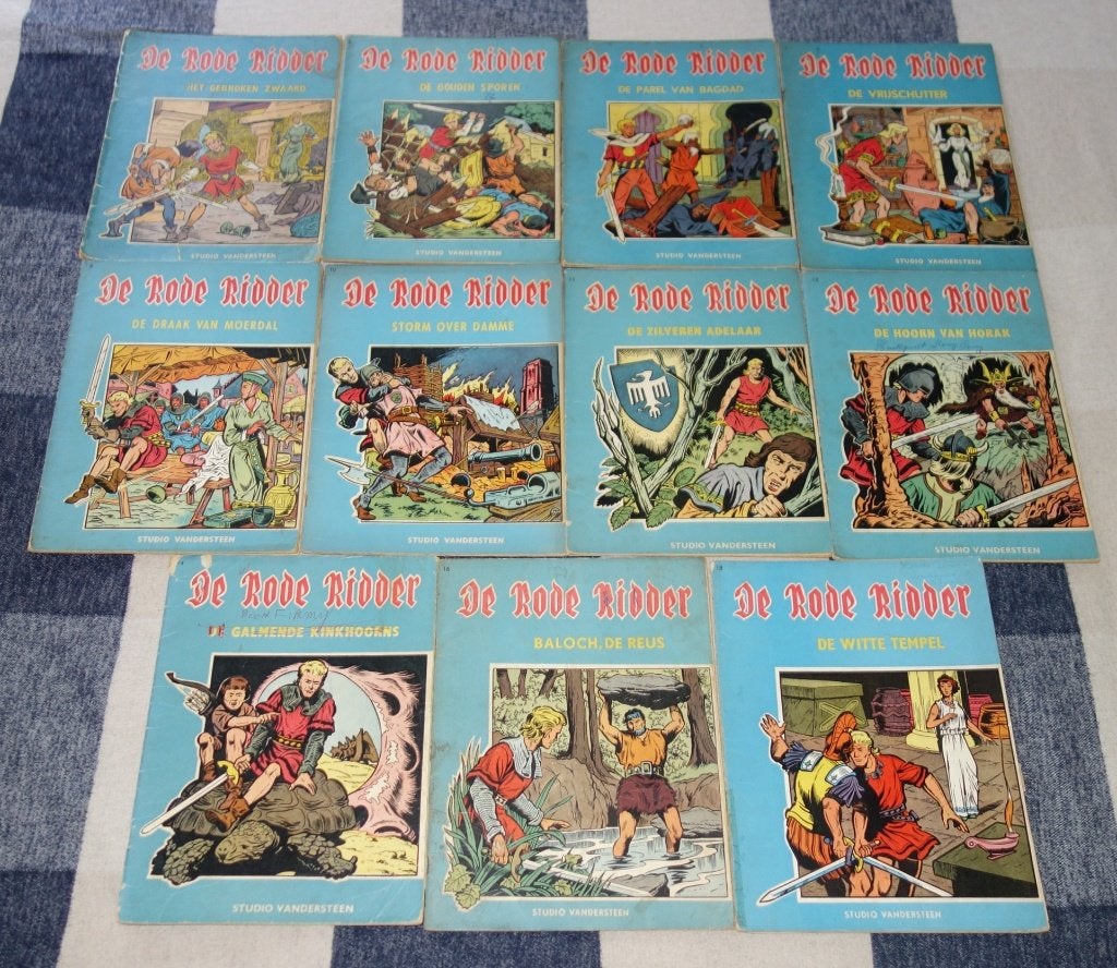 Verzameling De rode ridder stripalbums 1ste druk ongekleurd., Meerdere stripboeken, Ophalen of Verzenden, Gelezen, Willy Vandersteen
