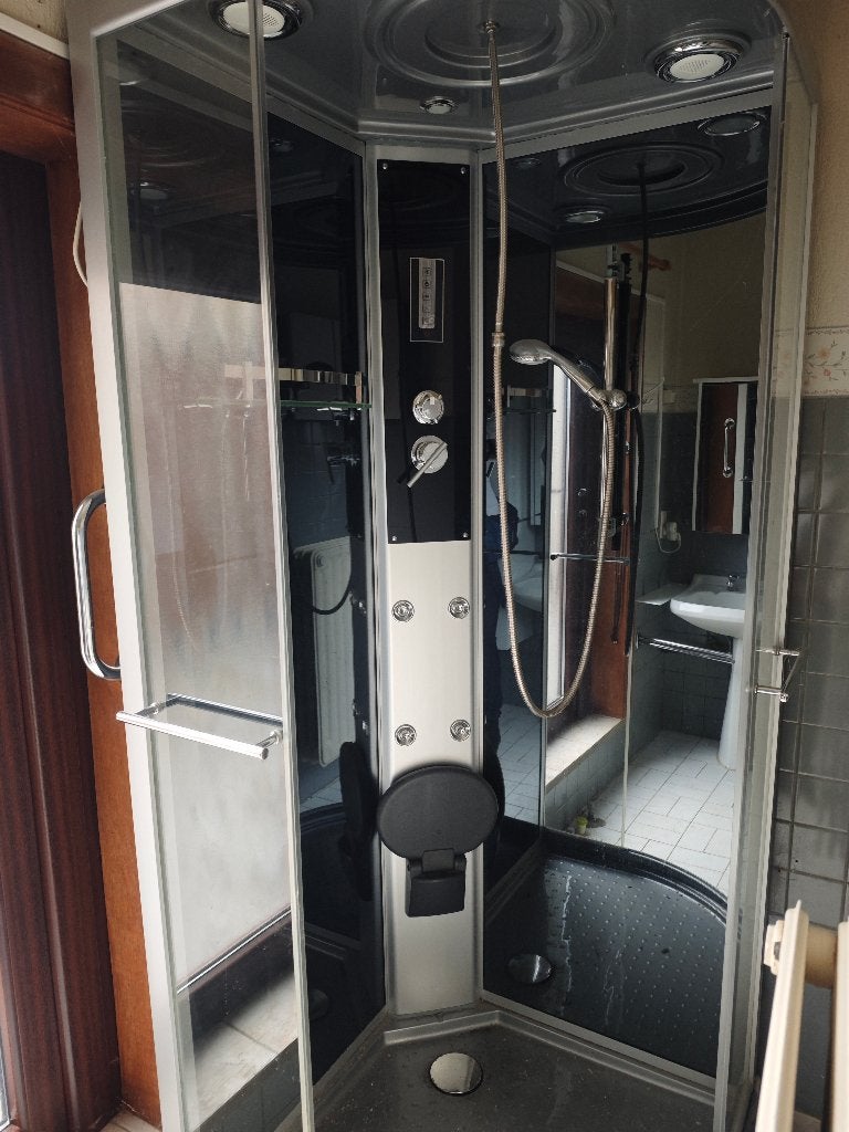 Cabine de douche d’angle hydromassante avec siège et jets, Enlèvement, Comme neuf, Avec douche