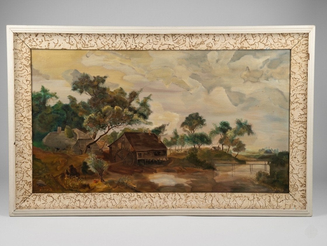 Peinture de paysage à l'huile sur panneau, Peinture à l'huile, Panneau, Paysage, Enlèvement