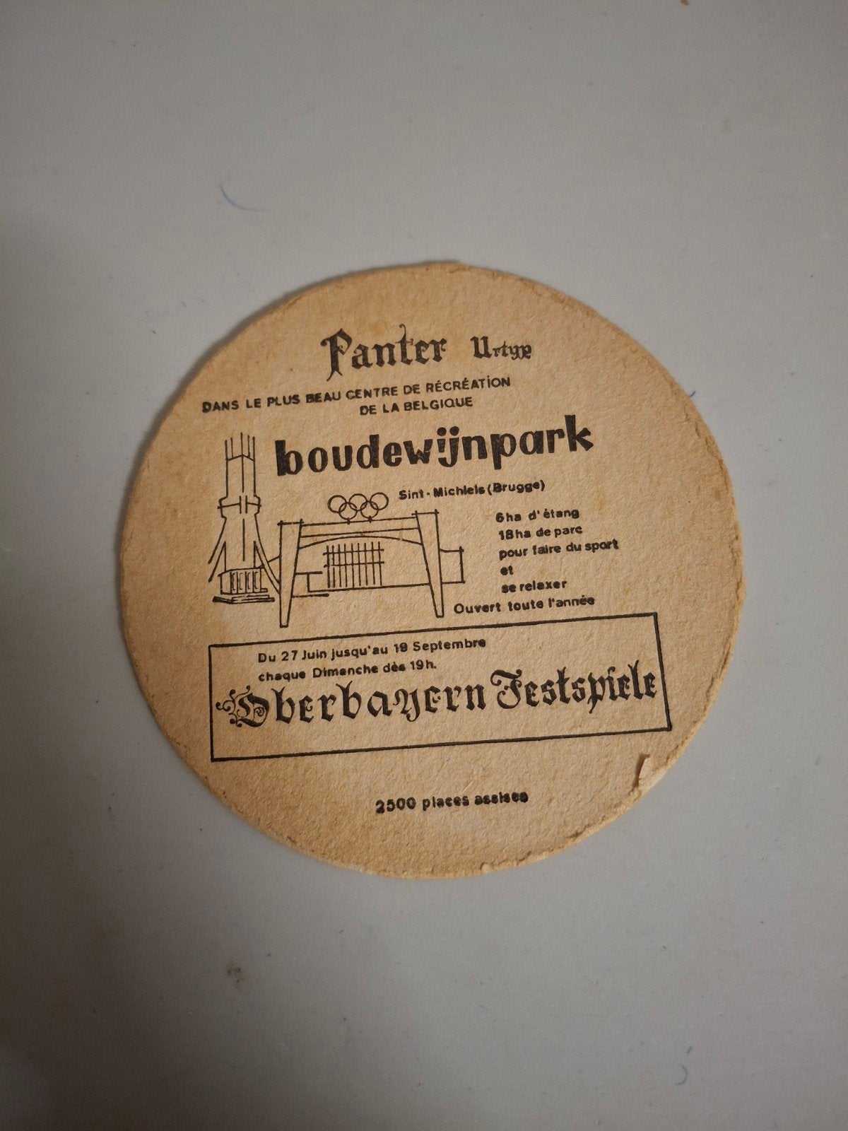 oud bierviltje panter urtyp bacchus baasrode, Collections, Enlèvement ou Envoi