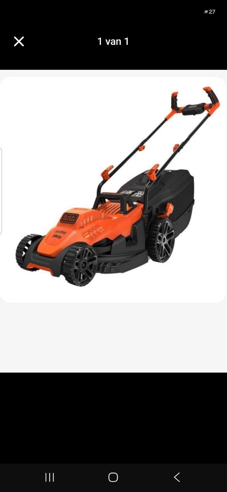 black en decker grasmaaier 34 cm 1400watt, Ophalen, Elektrische grasmaaier, Elektrische starter, Nieuw