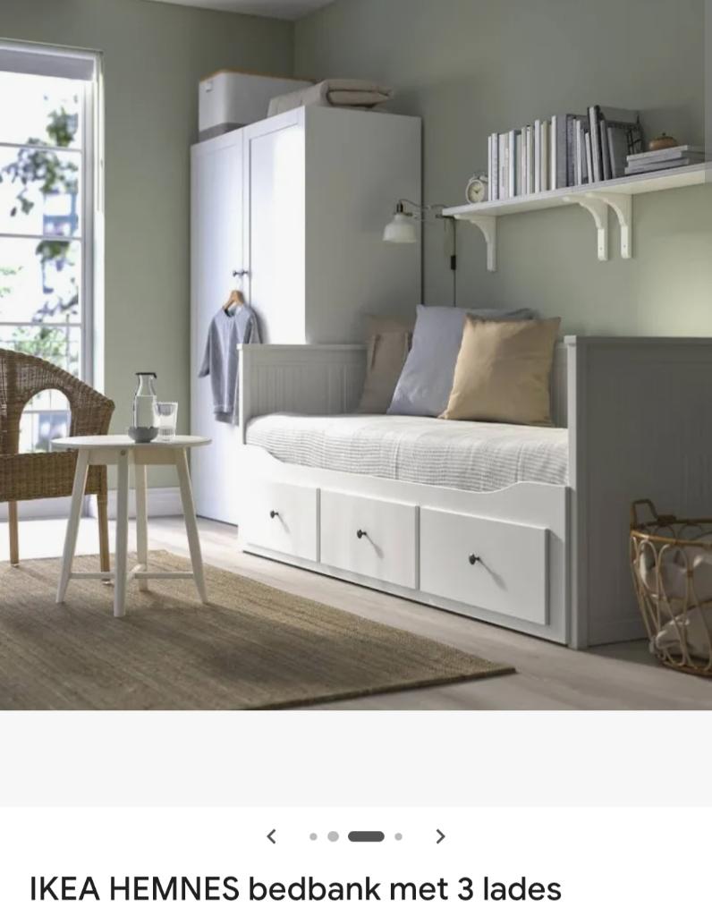 IKEA HEMNES bedbank met 3 lades €170 Gratis Levering, Huis en Inrichting, Slaapkamer | Complete slaapkamers, Ophalen, Gebruikt