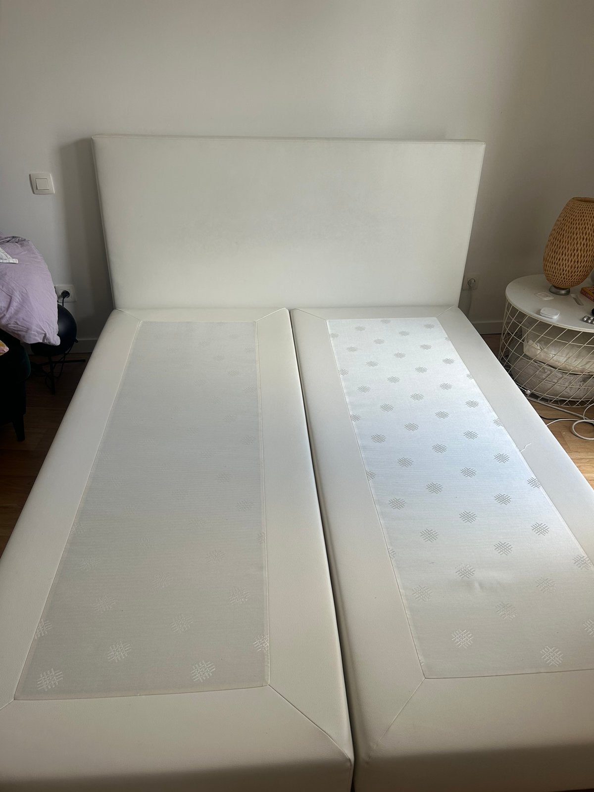 Boxspring, Maison & Meubles, Chambre à coucher | Lits boxsprings, Enlèvement, Utilisé, Blanc, Deux personnes