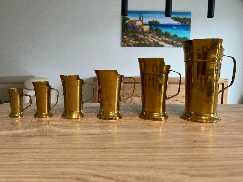 Set van 6 Antieke Koperen Maatbekers, Antiek en Kunst, Ophalen of Verzenden, Koper