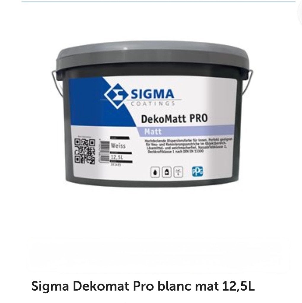 Peinture SIGMA blanc dekomatt, Bricolage & Construction, Neuf, 10 à 15 litres, Enlèvement, Peinture