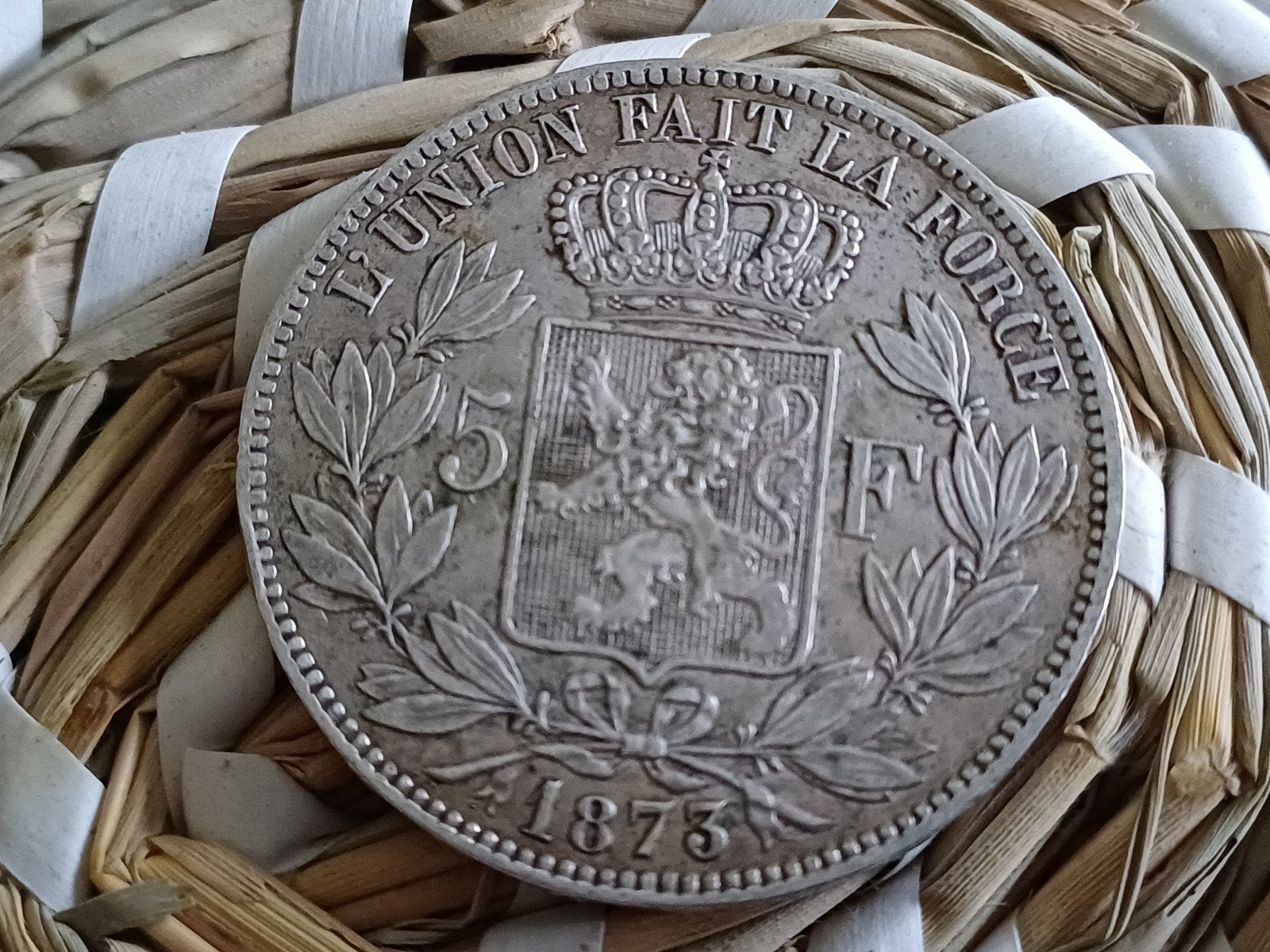 BELGIË 5 FRANK 1873 LEOPOLD 2, Postzegels en Munten, Zilver, Ophalen of Verzenden, Losse munt, Zilver