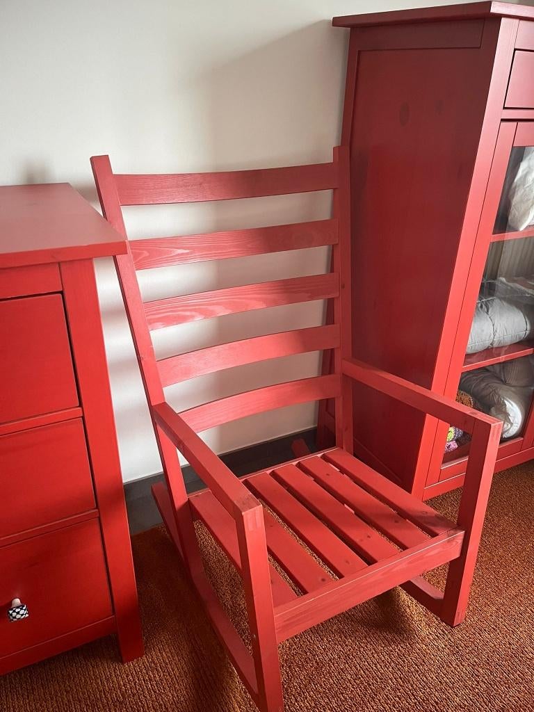 Schommelstoel - Ikea, Ophalen, Zo goed als nieuw, Rood, Hout