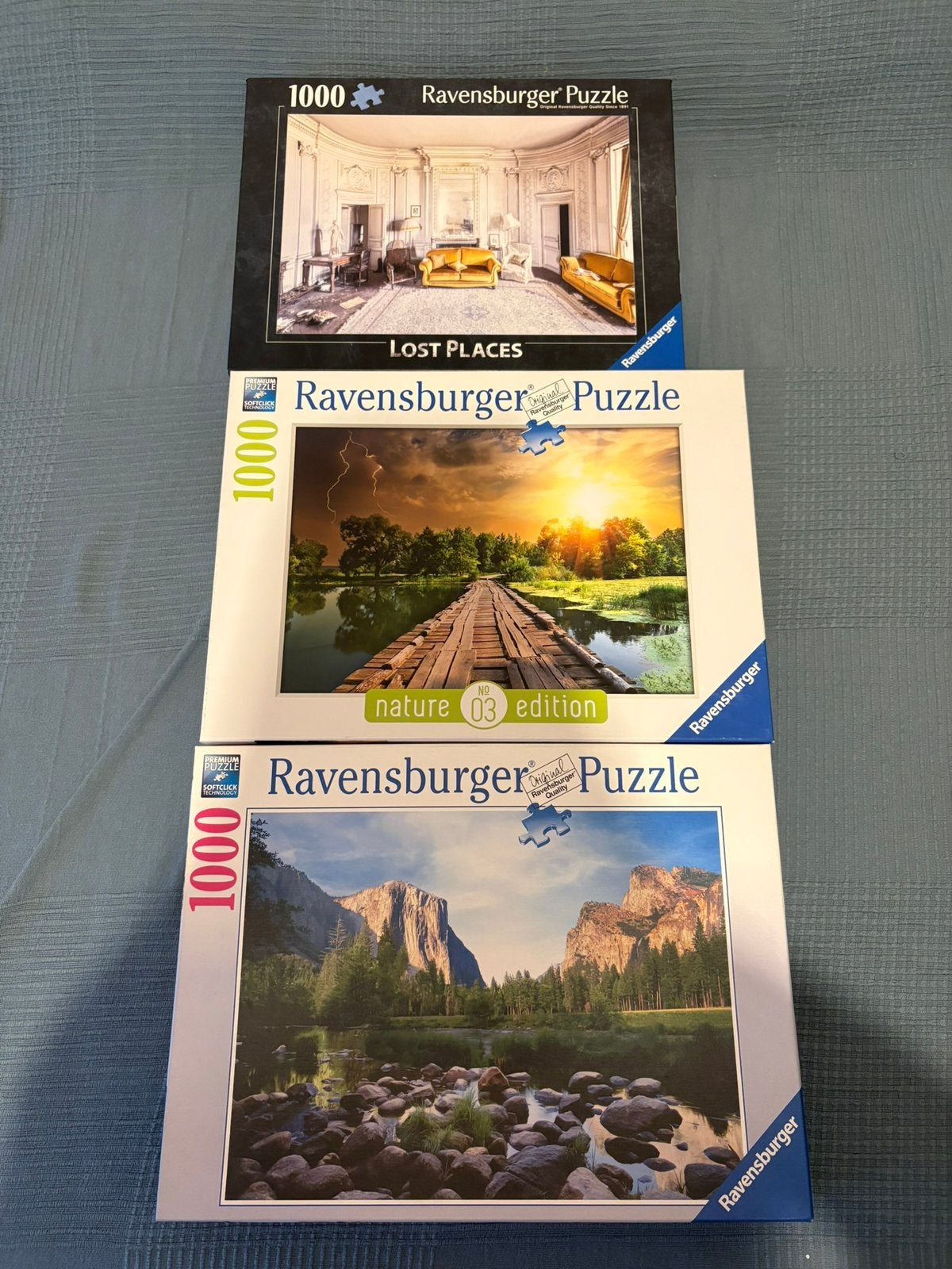 Set van 3 Ravensburger puzzels - 1000 stukjes - Goede staat, Hobby en Vrije tijd, Denksport en Puzzels, Ophalen, Zo goed als nieuw