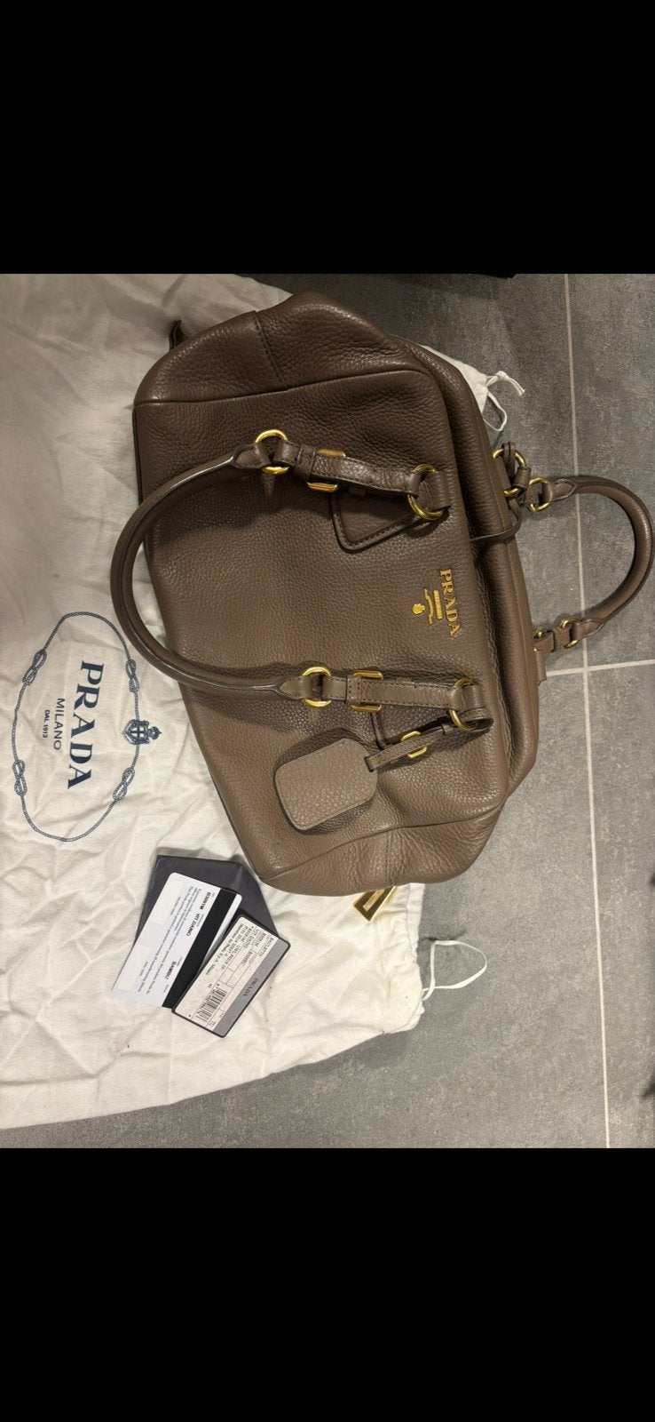 Prada handtas, Ophalen, Zo goed als nieuw, Bruin, Handtas
